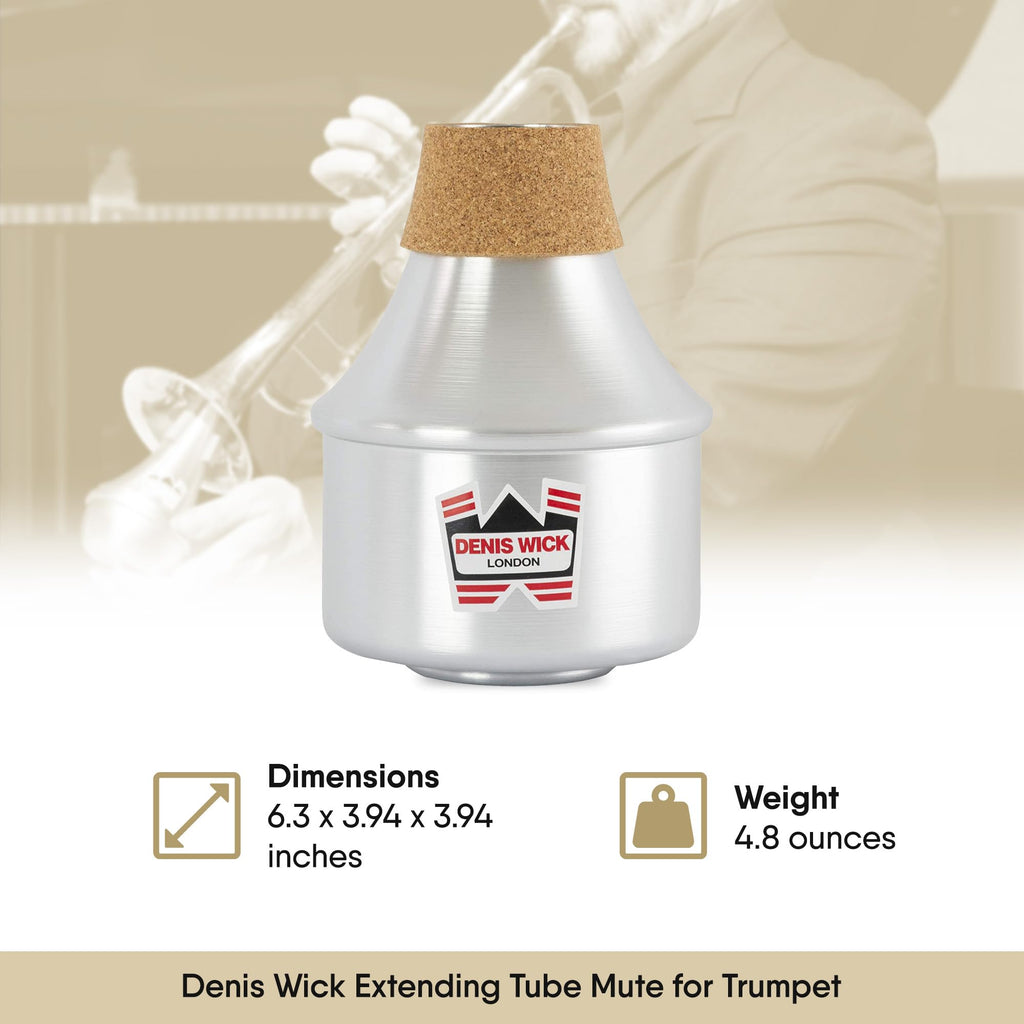 Denis Wick Straight Mute for Trumpet or Cornet, 5504 - Hand-Spun Aluminum Mute with Natural Cork - Brilliant Tone, Reliable Intonation & Tight-Bell Fit for Performance - 6.1 x 3.4 x 3.4 In, 2.26 oz