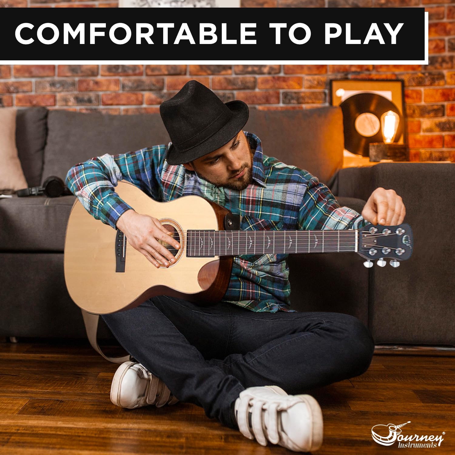 Journey Instruments Solid Sitka Acoustic Collapsible Travel Guitar PJ410N | Traveling Acoustic Guitar with Collapsible Patented System, Portable Backpack Case (African Mahogany)