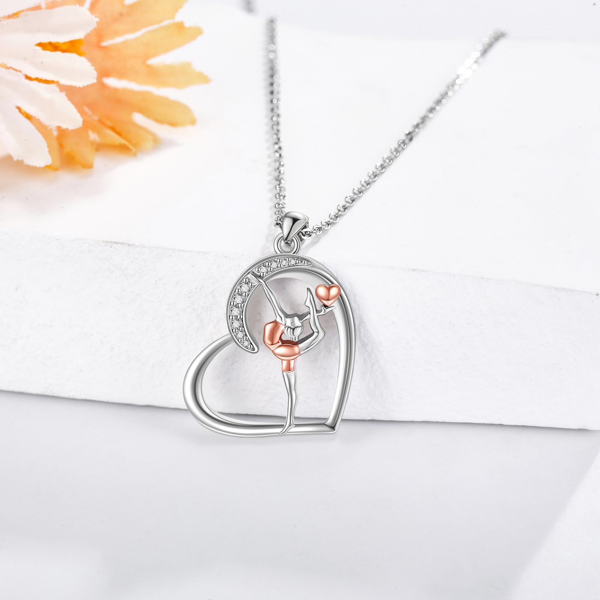 Sterling Silver S925 Ballet/Violinists/Gymnastics/Cello/Runner/Tennis/Piano/Artist Necklace Jewelry Gifts for Women Christmas Gift