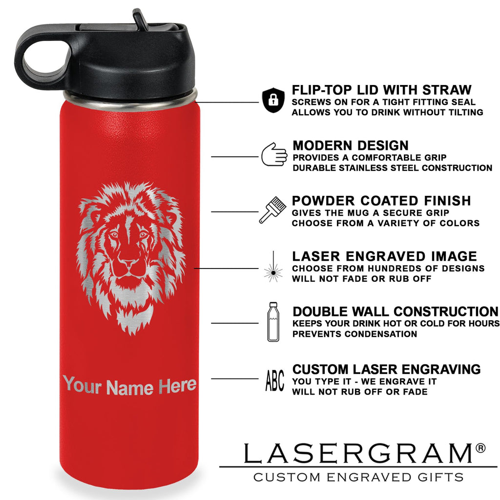 LaserGram Personalized Water Bottle, Trombone, Stainless Steel Double Wall Vacuum Insulated with Flip Top Straw, Custom Engraved Gift (32oz / 950ml Lavender)