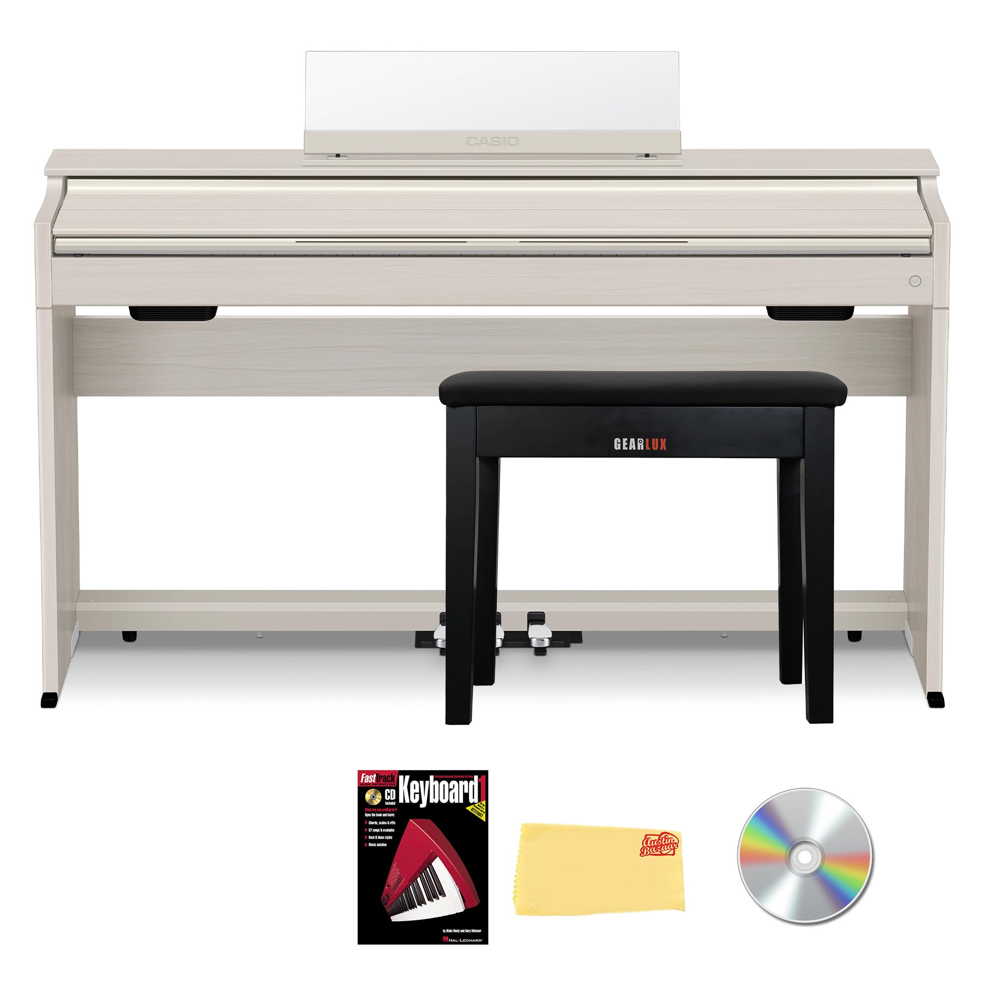 Casio AP-S200 CELVIANO 88-Key Digital Piano - Black Bundle with Furniture Bench, Headphones, Instructional Book, Austin Bazaar Instructional DVD, and Polishing Cloth