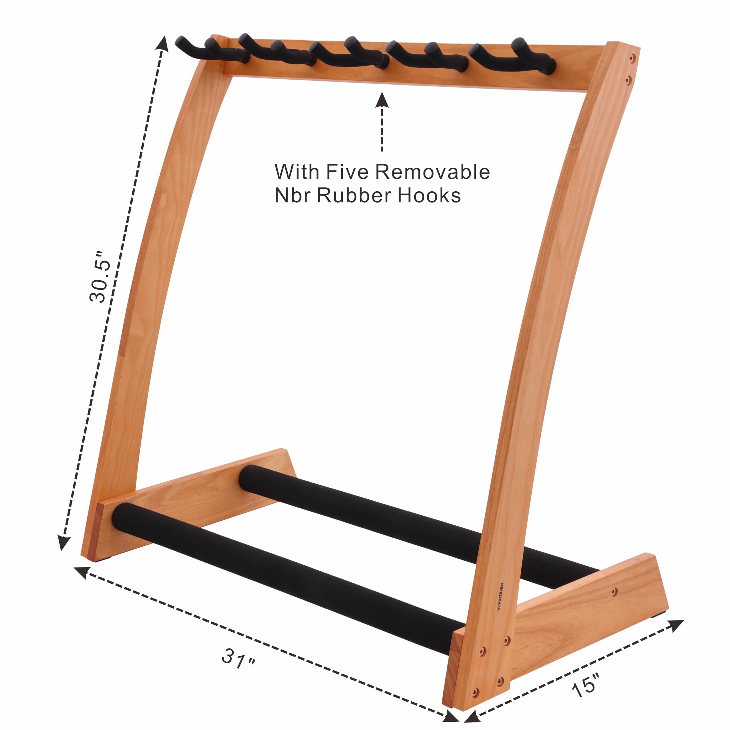 Nefelibata Guitar Stands 5 Wooden Guitar Rack Floor for Guitars and Cases, Electric, Acoustic, Bass Guitars, Cellos, German Ash