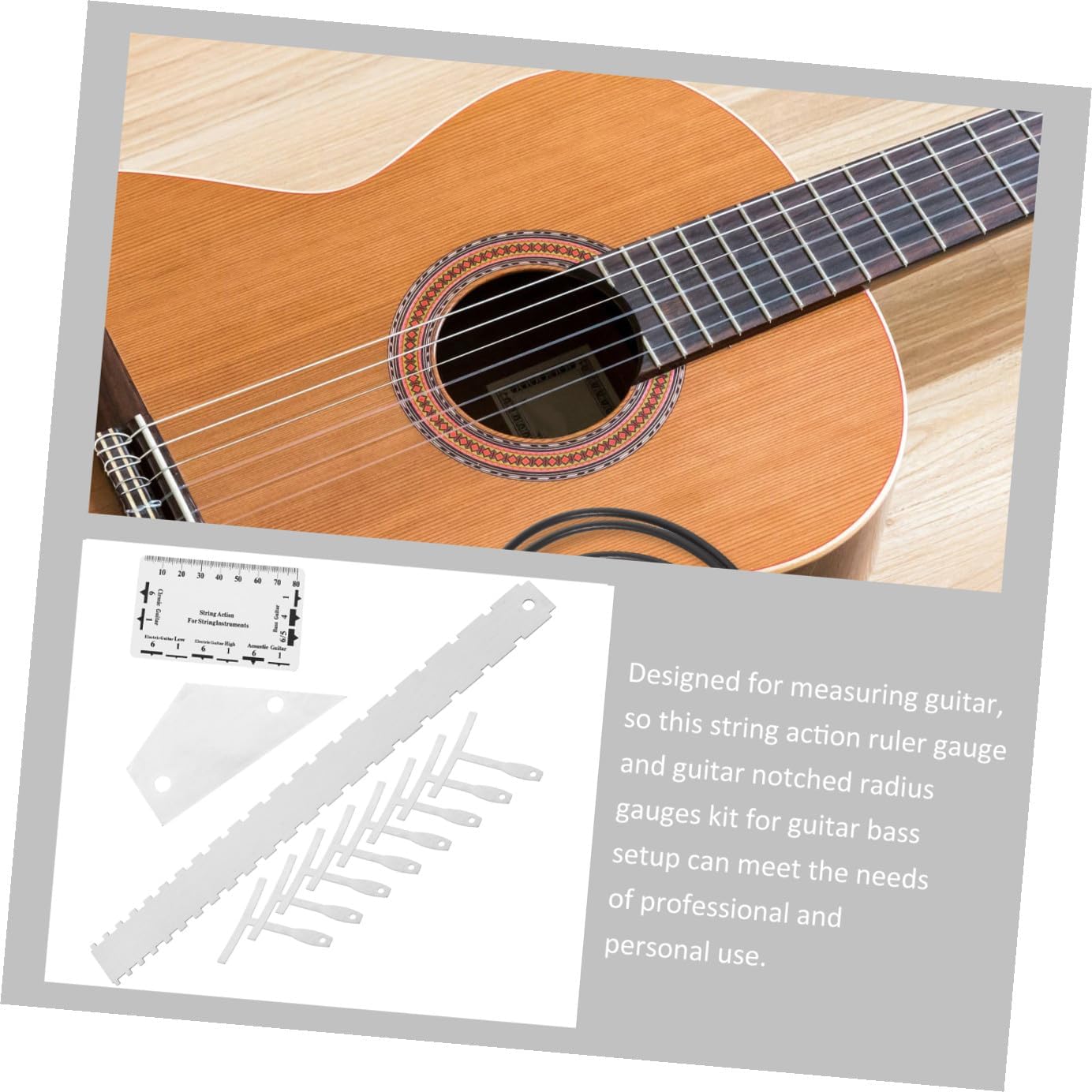 LIOOBO 12pcs Guitar Tool Kit String Action Ruler Radius Gauge Fret Rocker for Acoustic Electric Guitar Repair