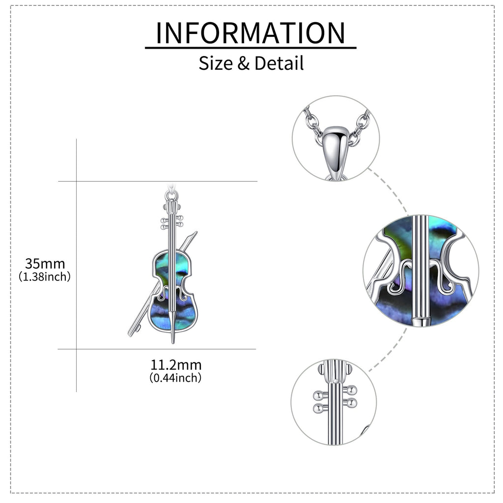 YAFEINI Violinist Cellist Gifts for Her 925 Sterling Silver Cello Violin Pendant Necklace Music Jewelry for Women Birthday Christmas Gifts