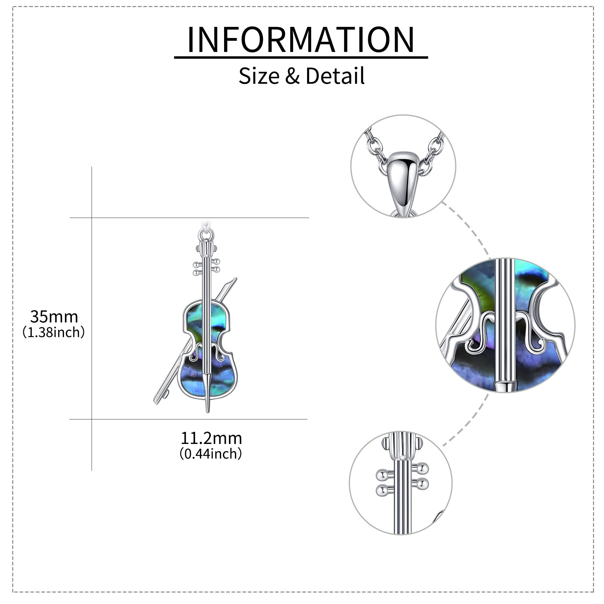 YAFEINI Violinist Cellist Gifts for Her 925 Sterling Silver Cello Violin Pendant Necklace Music Jewelry for Women Birthday Christmas Gifts