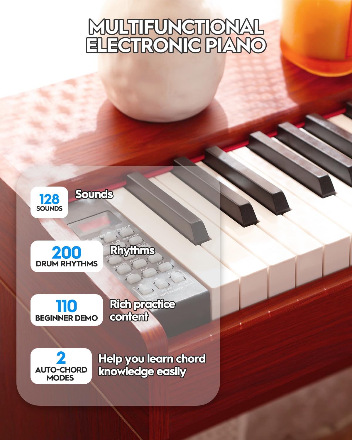 STRICH Digital Piano 88 Keys, Hammer-Action Weighted Keyboard, Full size Electric Piano Keyboard with Furniture Stand, 25Wx2 Speakers, Supports USB-MIDI/Wireless Connect, SDP-300W (Color Walnut Wood)