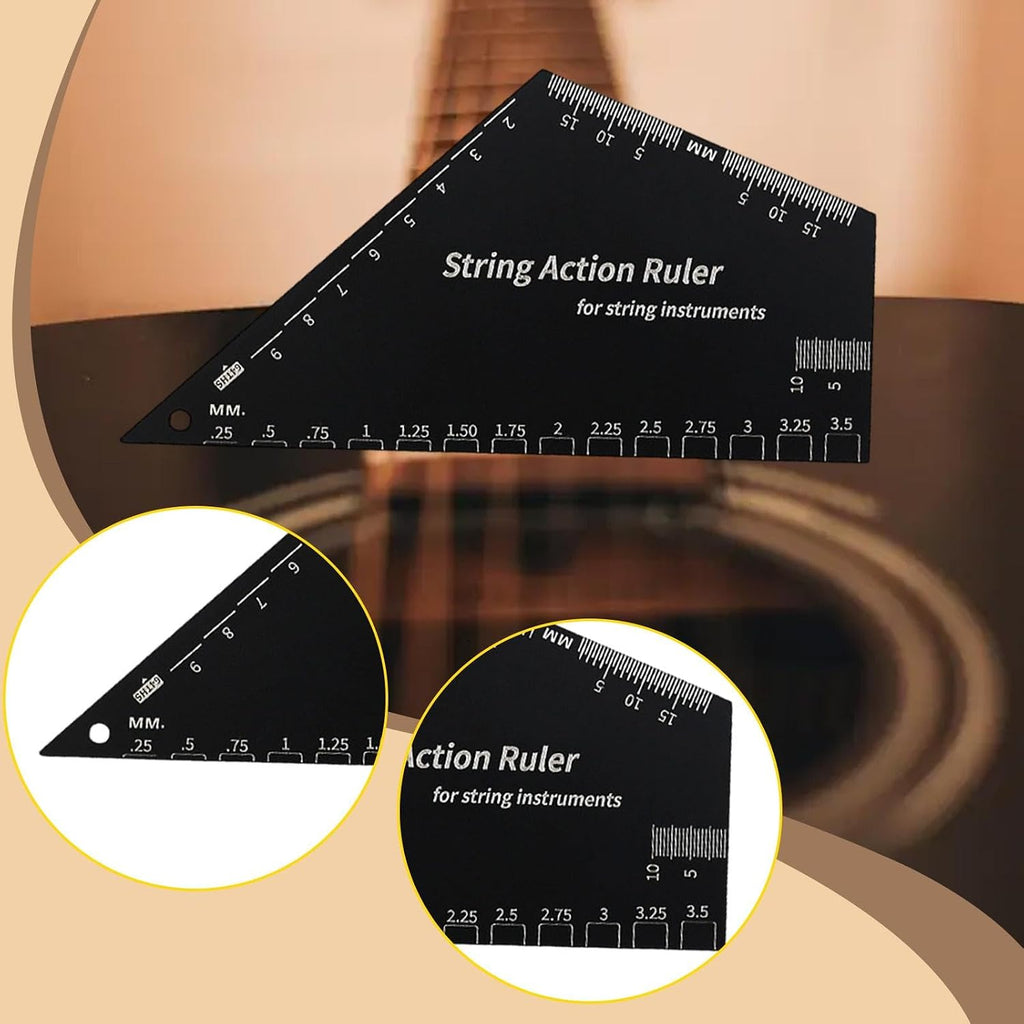 Stainless Steel Strings Action Ruler Guitar Setup Gauge Tool, Portable Luthier Tool for String Instruments, Electric Guitar, multifunctional