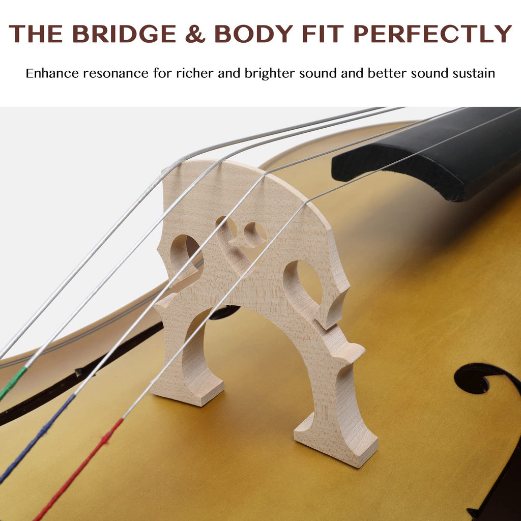 Ktaxon Full-Size Cello, Beginner Cello 4/4, Acoustic Cello Set with Portable Bag, Bow, Rosin, Bridge, Adults & Kids String Musical Instruments(White)