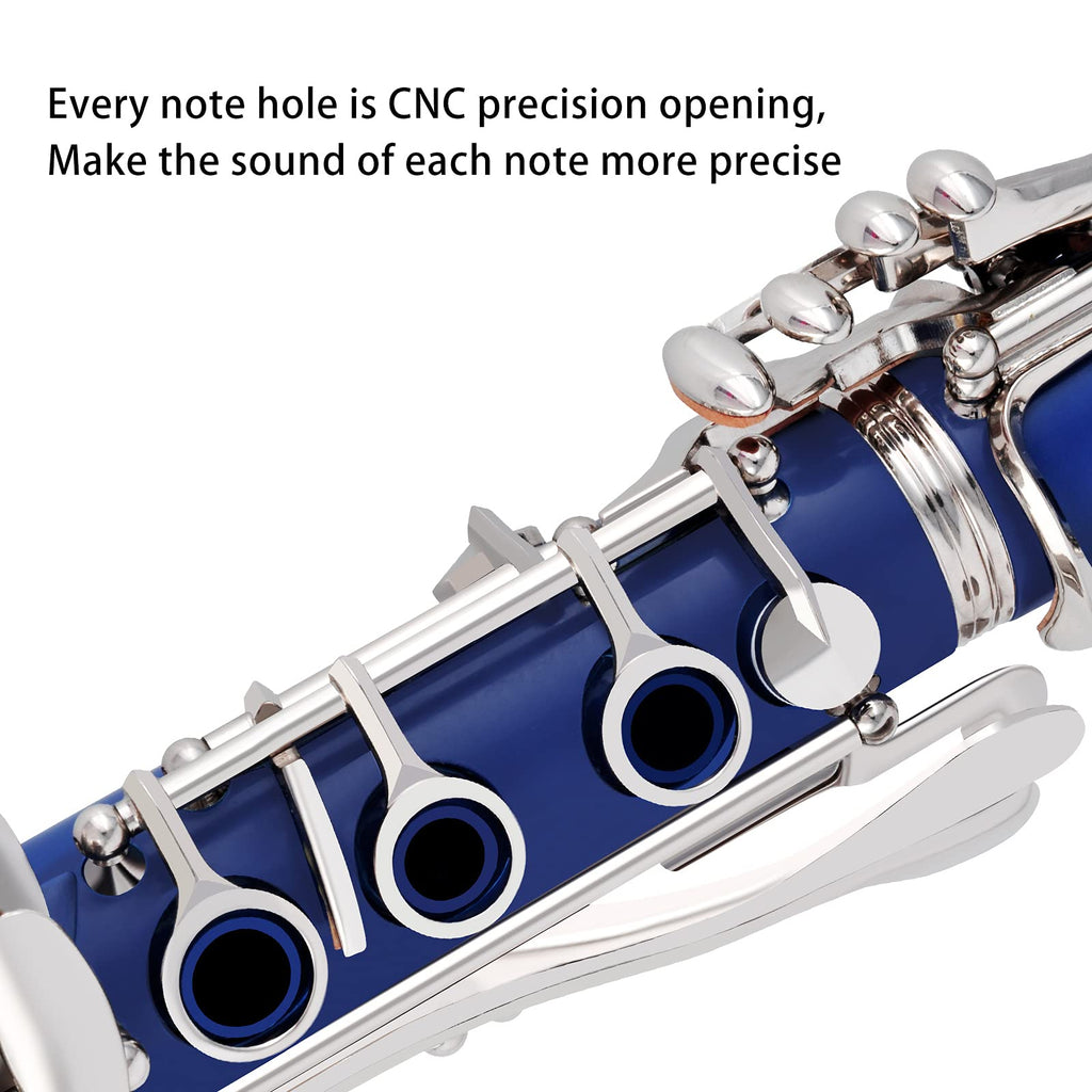 EASTROCK Bb Clarinet 17 Keys ABS Material Wide Range of Tones Particularly Beginner & Students-friendly with Using Tools and 2 Replaceable Barrels
