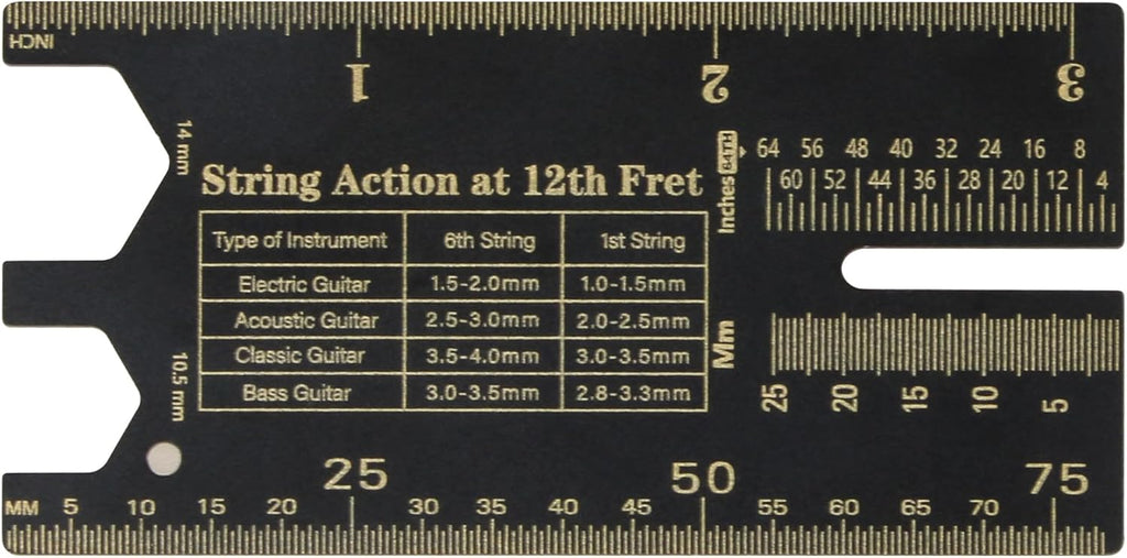 Guitar String Action Gauge, Guitar String Gauge Measuring Tool, Guitar String Height Gauge Setup Tool for Accurately Measuring String Height and Guitar Radius
