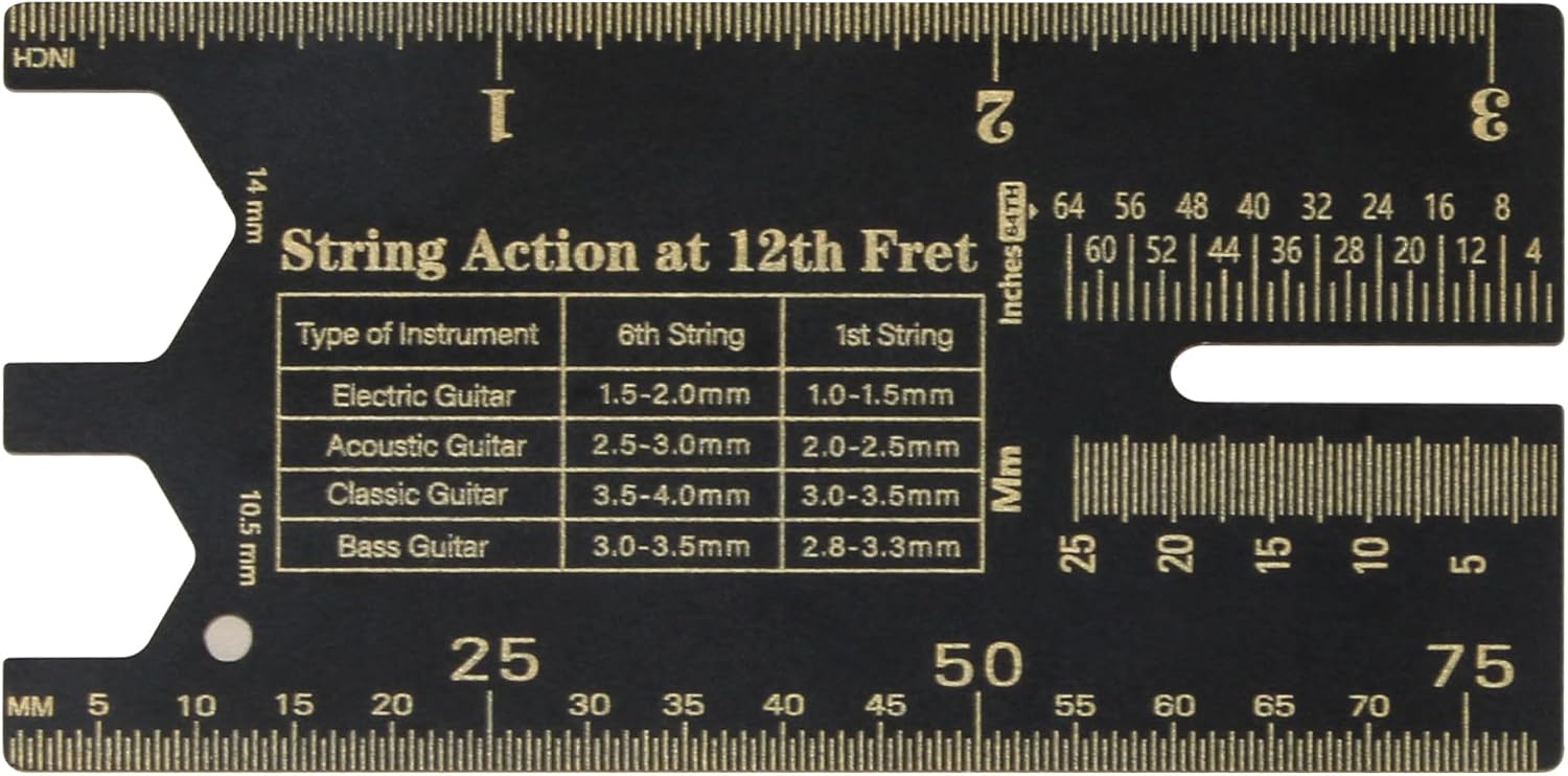 Guitar String Action Gauge, Guitar String Gauge Measuring Tool, Guitar String Height Gauge Setup Tool for Accurately Measuring String Height and Guitar Radius