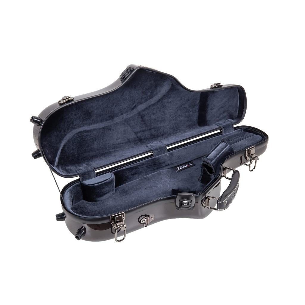 Crossrock Pro-Grade Straight Soprano Saxophone Case | Crimson Red Gloss, TSA Lock, Elite Protection, Detachable Backpack Straps, Accessory Pocket for Professional Musicians