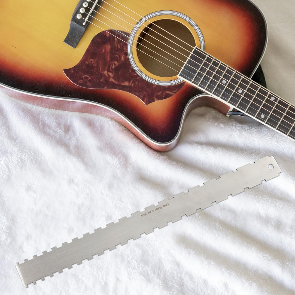 Guitar Neck Straight Edge Luthier Measuring Tool Notched Design String Action Gauge for Electric Guitars