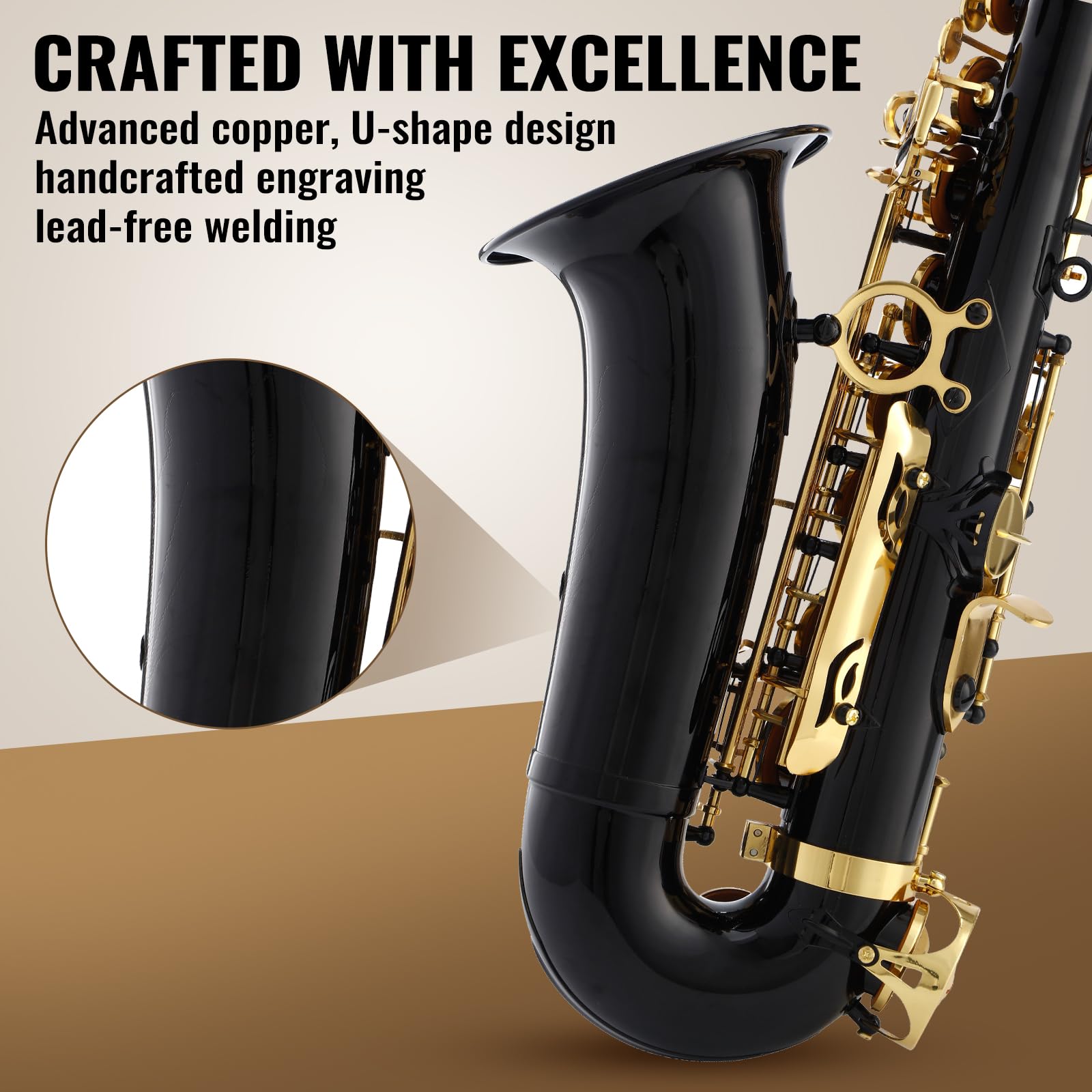 LeSage Alto Saxphone E Flat for Beginners Student School Band Alto Sax Gold Lacquer Music Instrument Saxofon With Carrying Sax Case