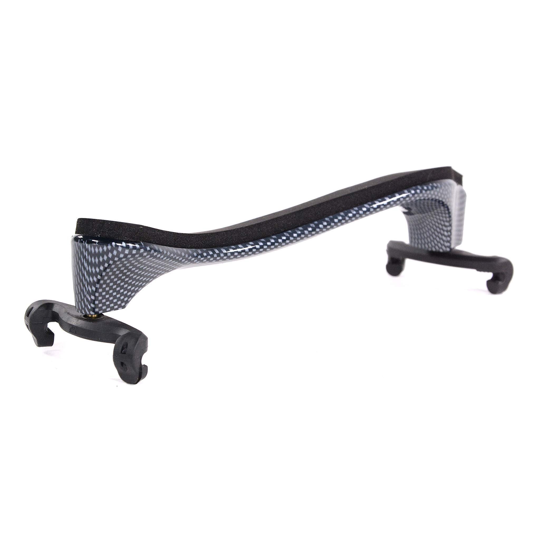Fiddlerman Light Carbon Fiber Violin Shoulder Rest 4/4 Foam Padding For Comfort With Slight Height Adjustable Feet (Wood Look)