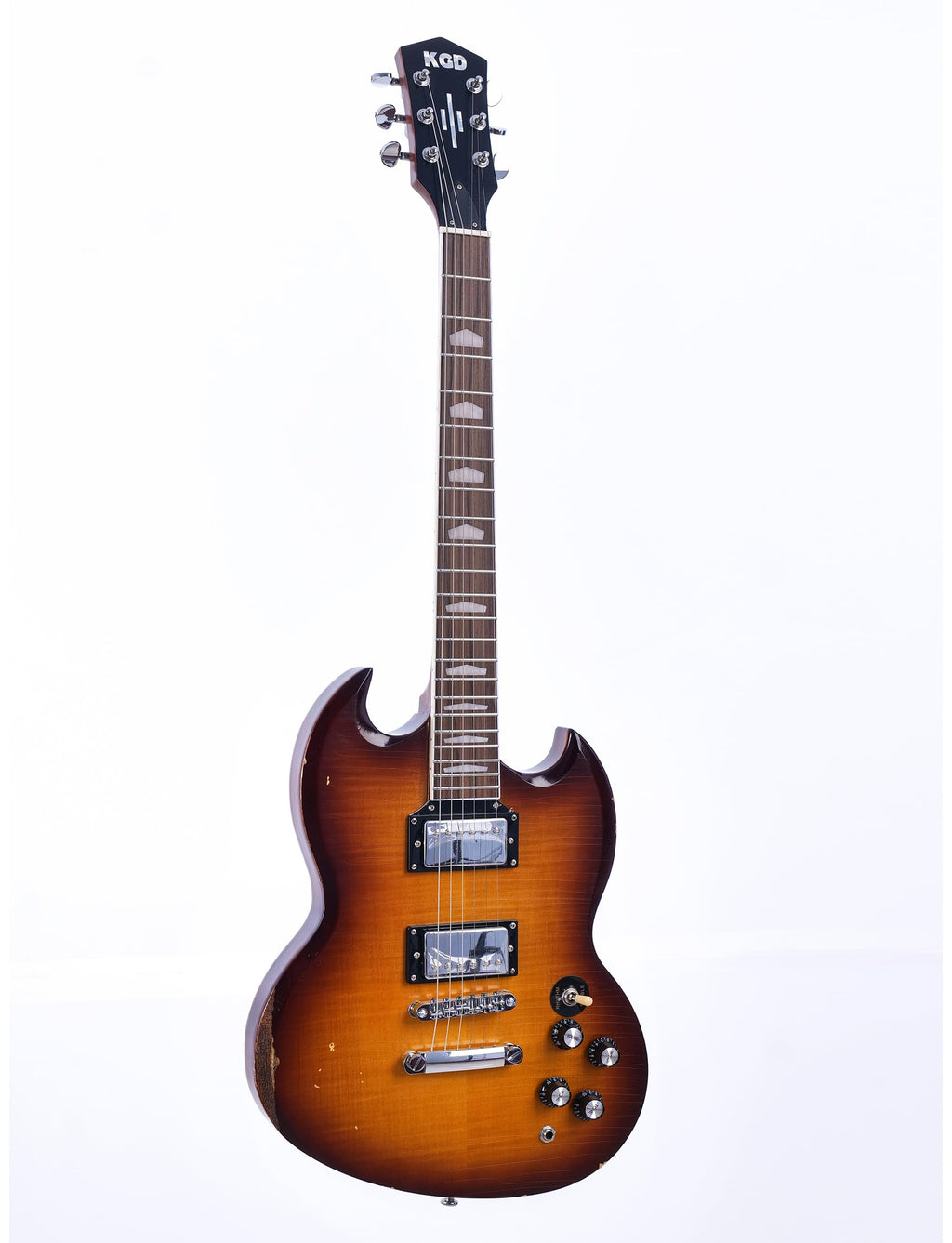 KGD Relic Electric Guitar,Solid Body Electric Guitar With Mahogany Body and Neck,Rosewood Fingerboard,Bone Nut,SG style 6-String Guitar,Professional/Electric Guitars for Adults