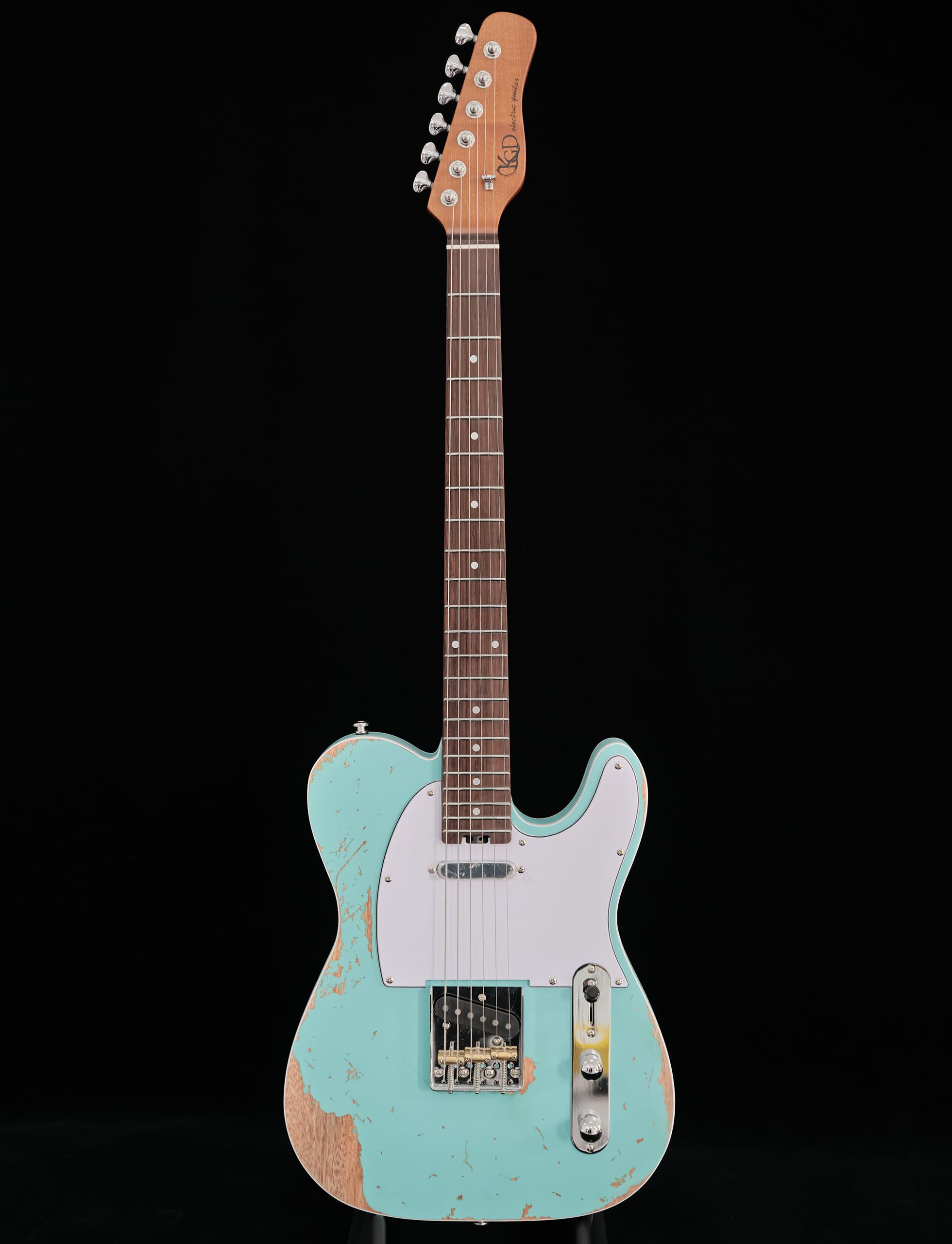 KGD Relic electric guitar mahogany body carbonized maple neck rosewood fretboard 6-string solidbody electric guitar S-S pickupsbrass barrel saddle bridge (Grass Green)