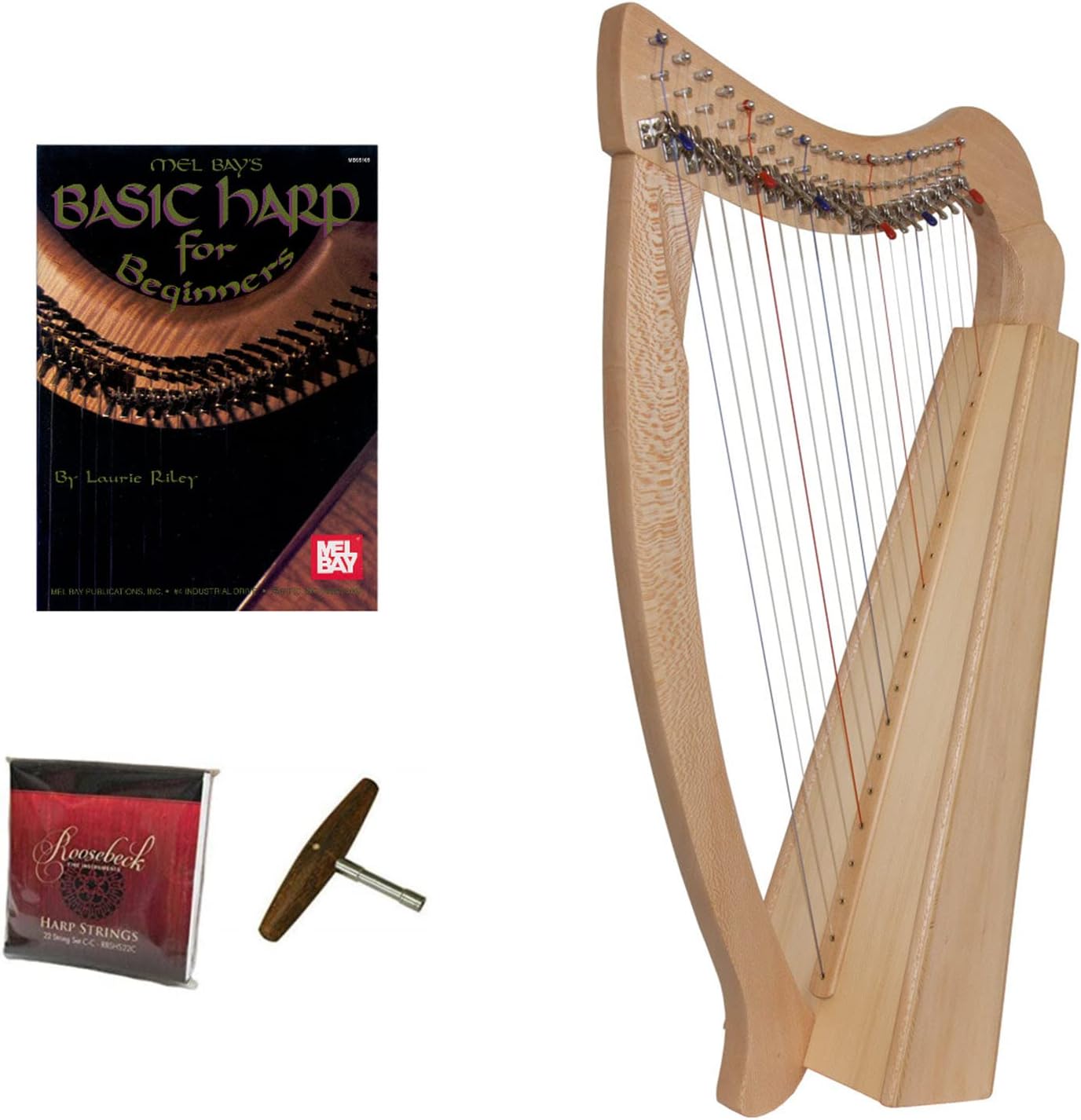 Roosebeck 19-String Pixie Harp w/Full Chelby Levers - Book & Extra Strings