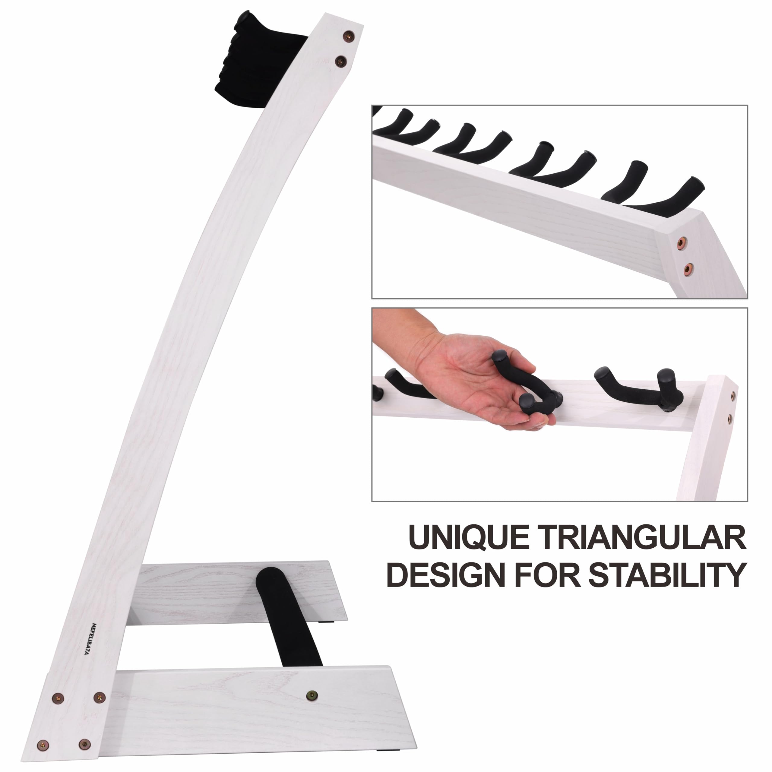 Nefelibata Guitar Stands 5 Wooden Guitar Rack Floor for Guitars and Cases, Electric, Acoustic, Bass Guitars, Cellos, German Ash