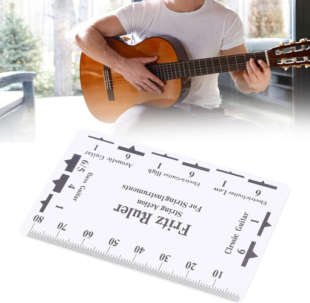 Drfeify String Action Gauge, Plastic, Setup Tool | Accurate Scale Measurement, Measures Saddle Nut, For Guitar Bass Ukulele, Luthier Setup Tool