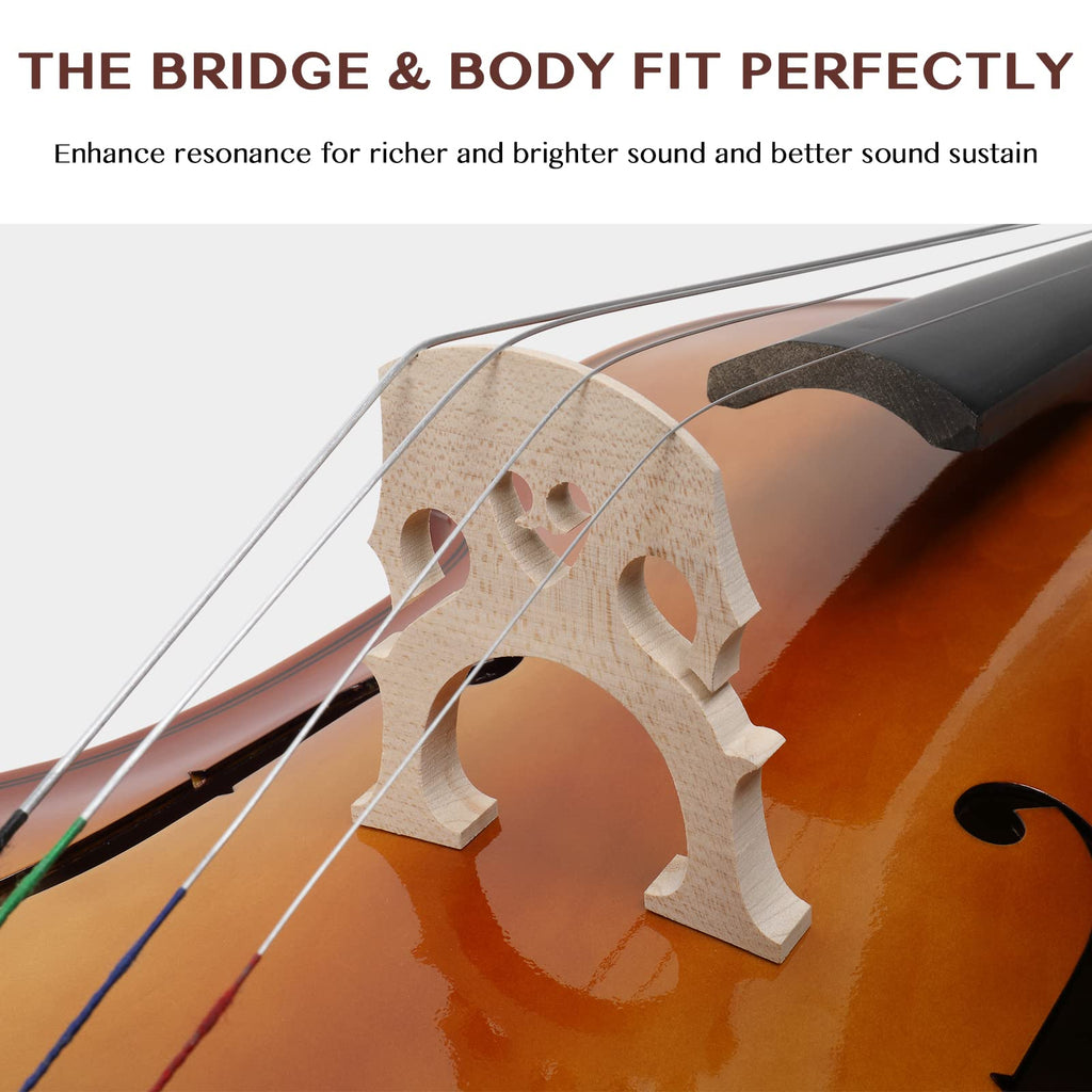 Ktaxon Full-Size Cello, Beginner Cello 4/4, Acoustic Cello Set with Portable Bag, Bow, Rosin, Bridge, Adults & Kids String Musical Instruments(White)