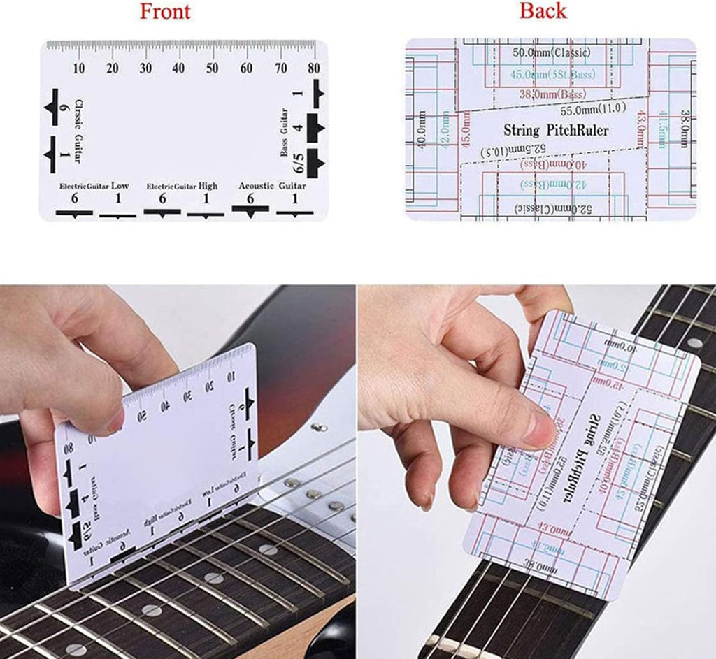 Guitar Neck Ruler, String Action Ruler Gauges, Stainless Steel Guitar Neck Notched Straight Edge Gauges for Most Guitar Fretboards
