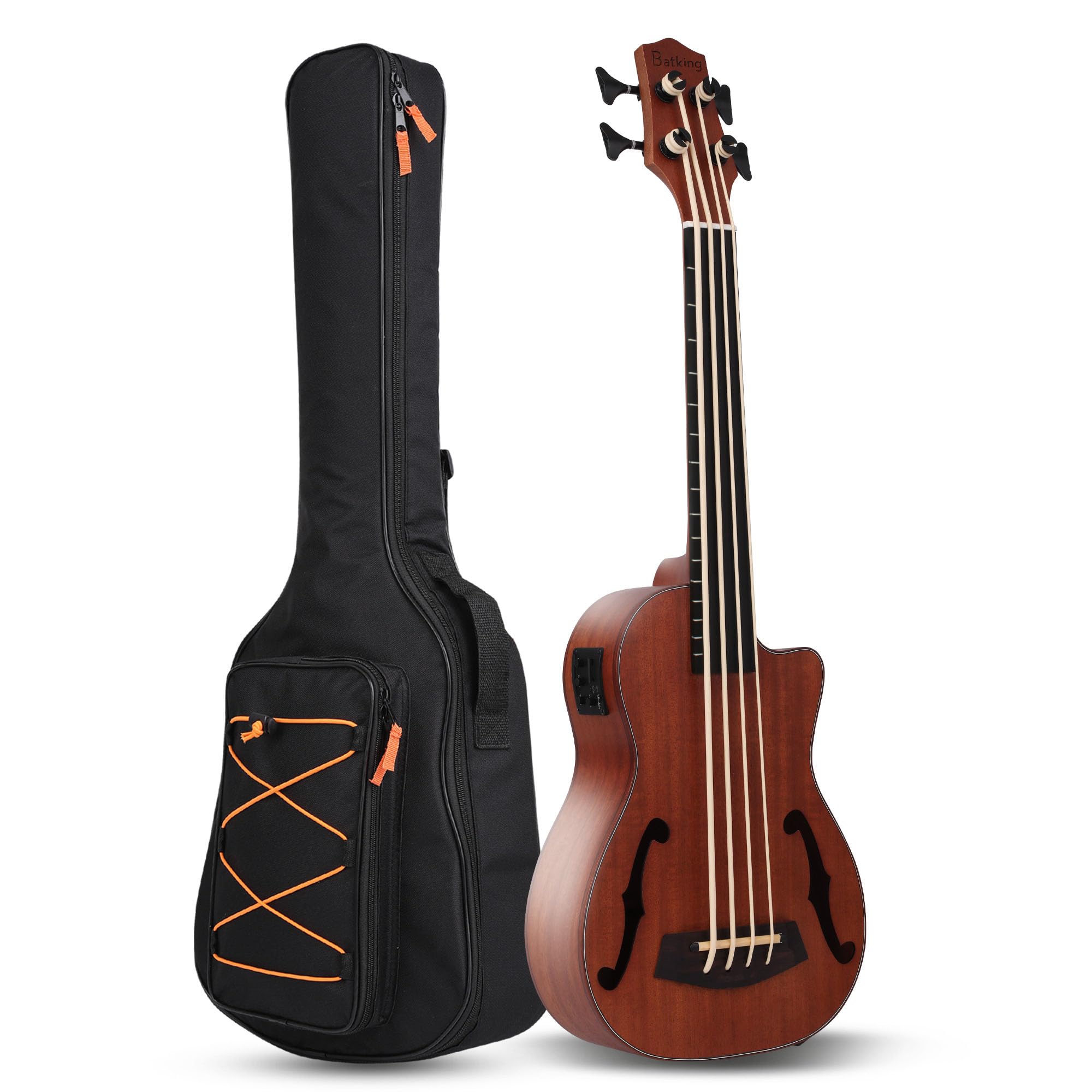 Batking Ubass Fretless,Bass Ukulele Electric 30 inch baritone ukelele bass,Electric Acoustic Bass Uku Wtih Gig Bag