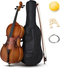 Full Size Acoustic Cello Kit for Adults,Beginners,Complete 4/4 Cello Set with Portable Bag, Bow, Rosin,Matte Natural