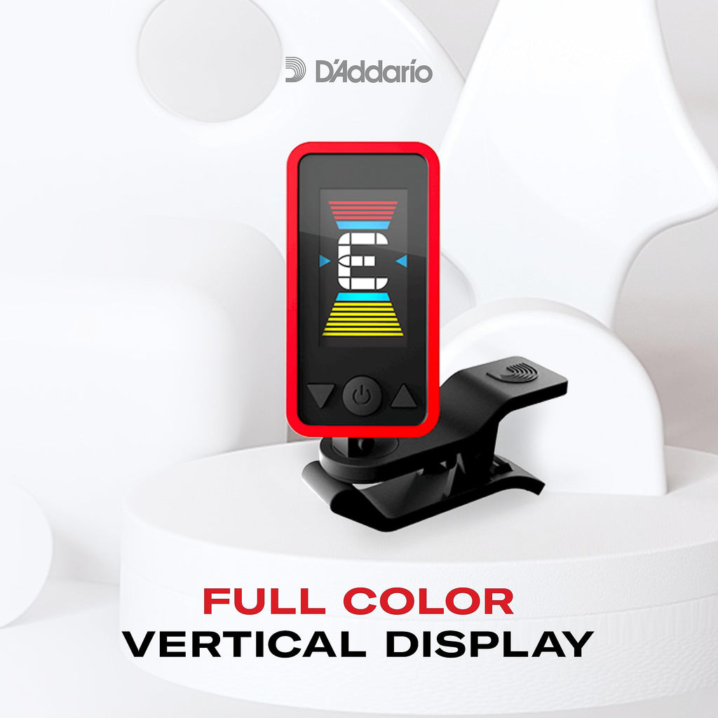D'Addario Cello & Bass Tuner - Eclipse Headstock Clip On Tuner for Cello or Bass - Full Color, Vertical Display with Swivel - Quick & Accurate Tuning