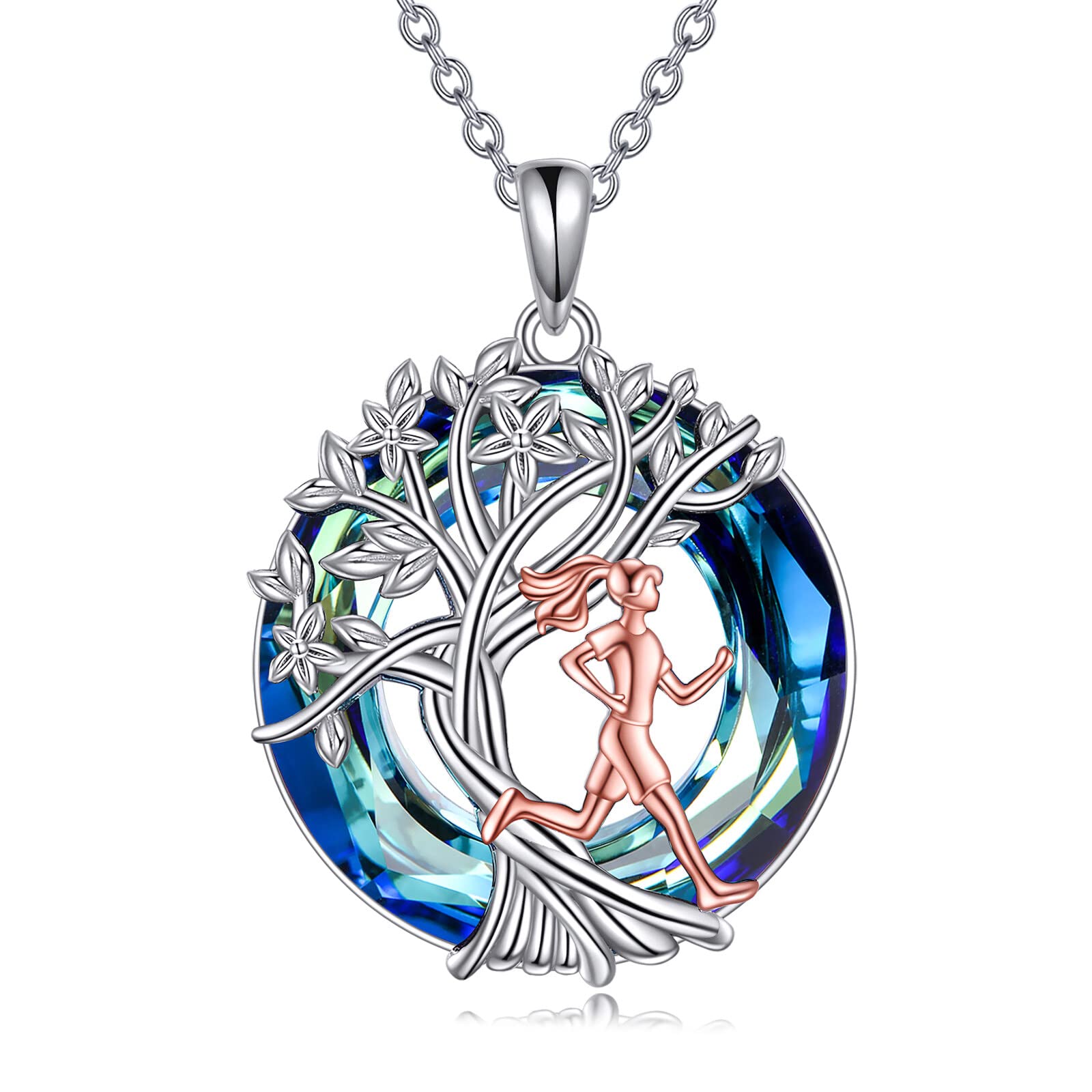 YFN Tree of Life Necklace Sterling Silver Crystal Jewelry Graduation Birthday Gifts for Women