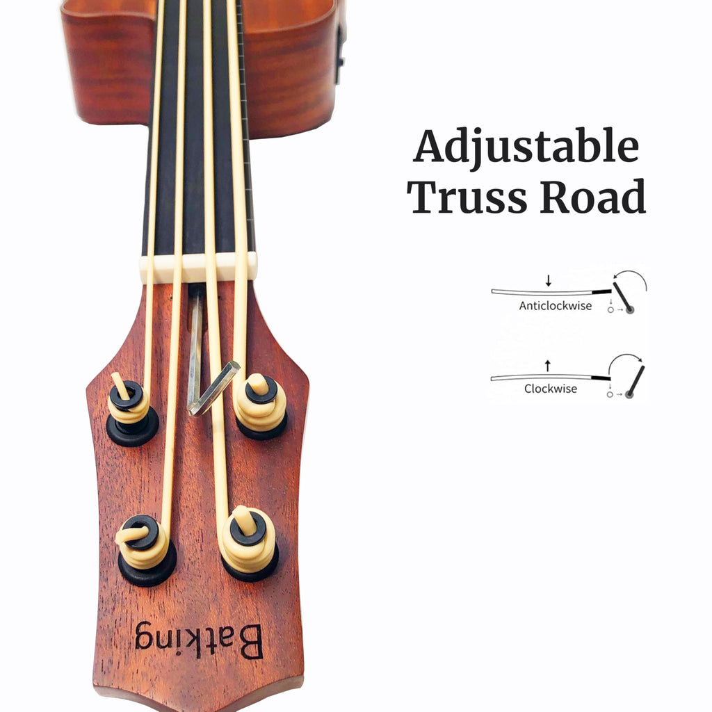 Batking Ubass Fretless,Bass Ukulele Electric 30 inch baritone ukelele bass,Electric Acoustic Bass Uku Wtih Gig Bag