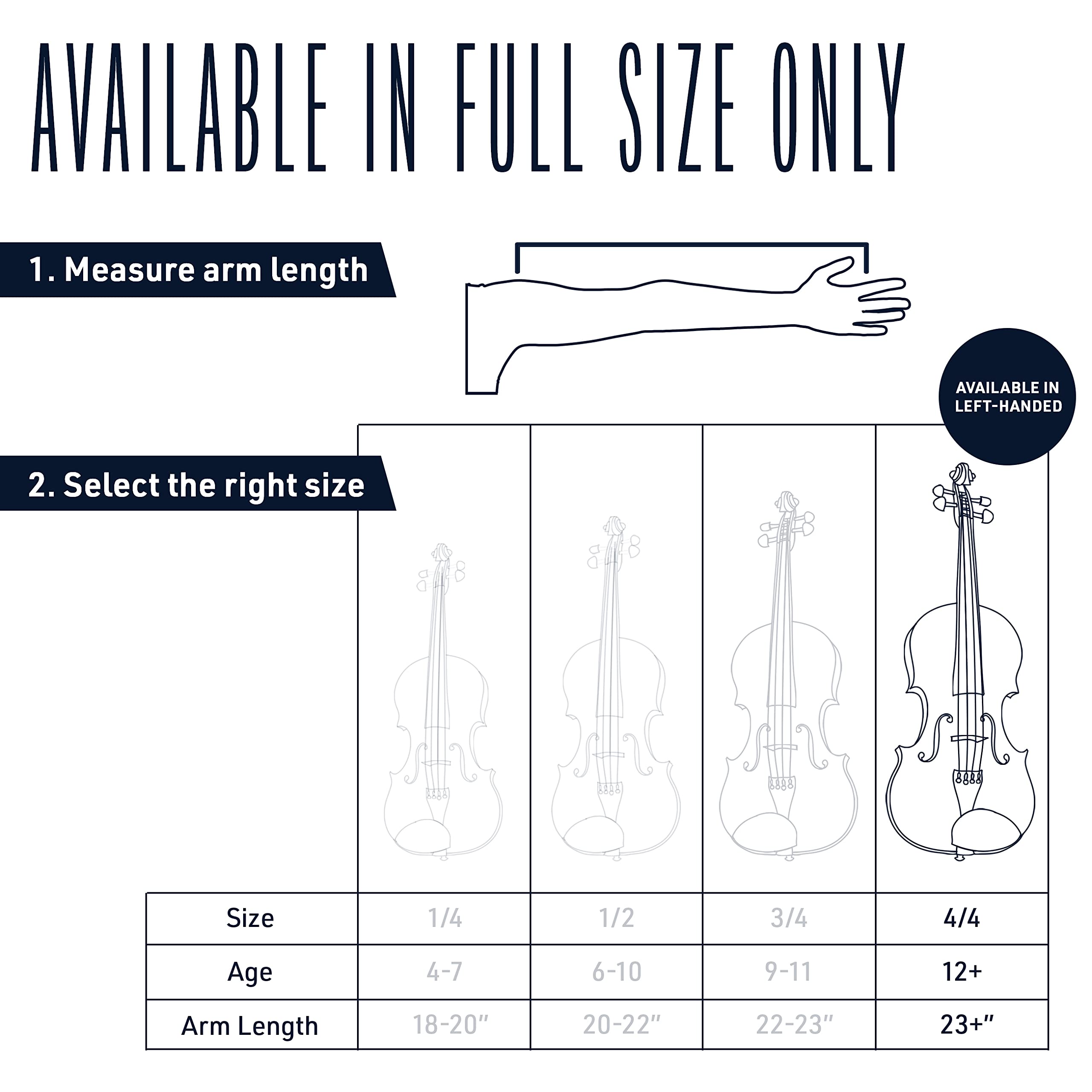 Cecilio 4/4 Full-Size Left-Handed Violin, Solid Spruce Top & Maple Body Professional Fiddle Set Includes Hard Case, 2 Bows, Rosin, Bridges & Extra Strings
