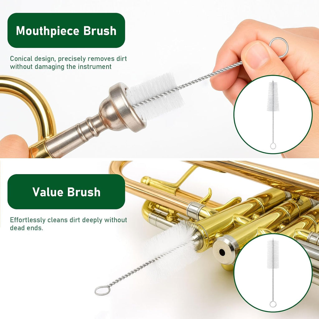 12pc Trumpet Cleaning Kit - Powerful Clean and Restores Smooth Valve Action, Maintain Trumpet and Sound Quality, Ideal Gift for Musicians