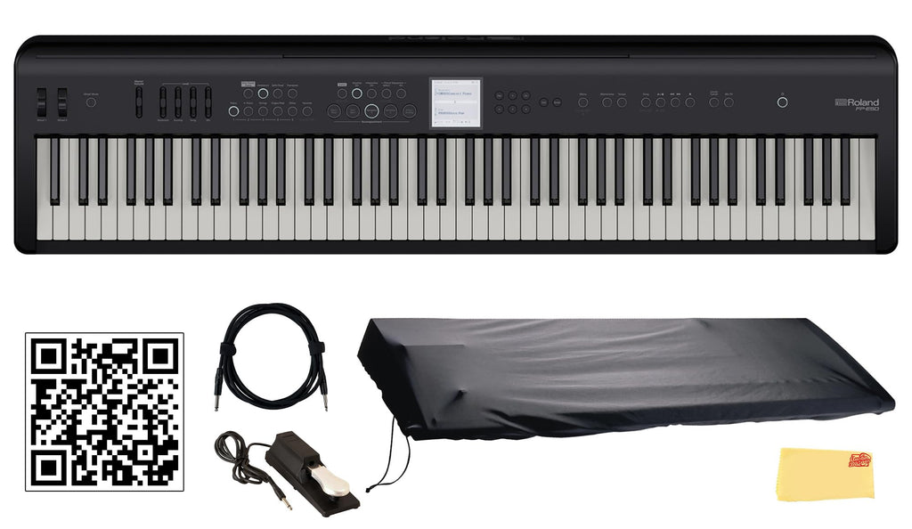 Roland FP-E50 88-Key Digital Piano Bundle with Sustain Pedal, Cover, Cable, Austin Bazaar Instructional Video and Polishing Cloth