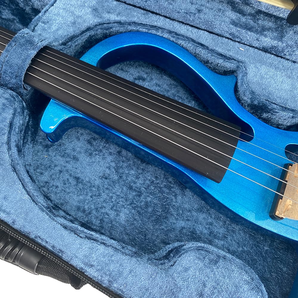 Vetimobato Electric Violin 4/4 Full Size Solid Wood Silent Violin Set for Adults Beginner Practice Electric Fiddle with Ebony Fittings Hard Case & Bow(4 String White)
