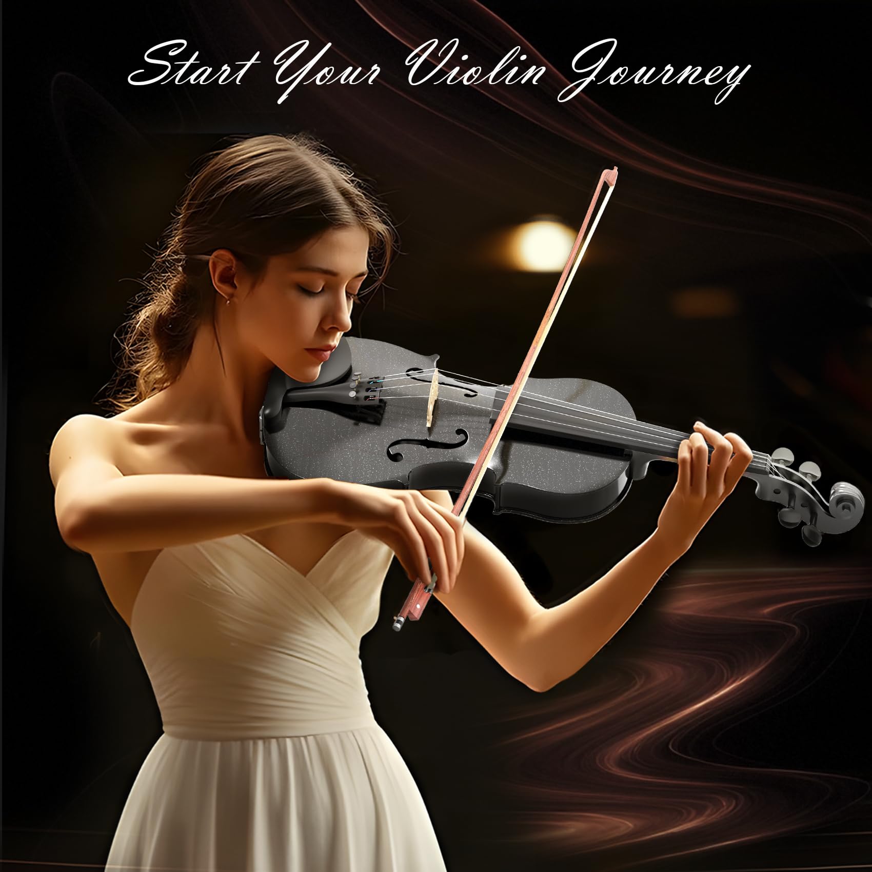 4/4 Full Size Beginner Violin, Acoustic Fiddle Set for Adults, Teens, and Students (Age 12+), with Case, Bow, Bridge, and Rosin (Pink)