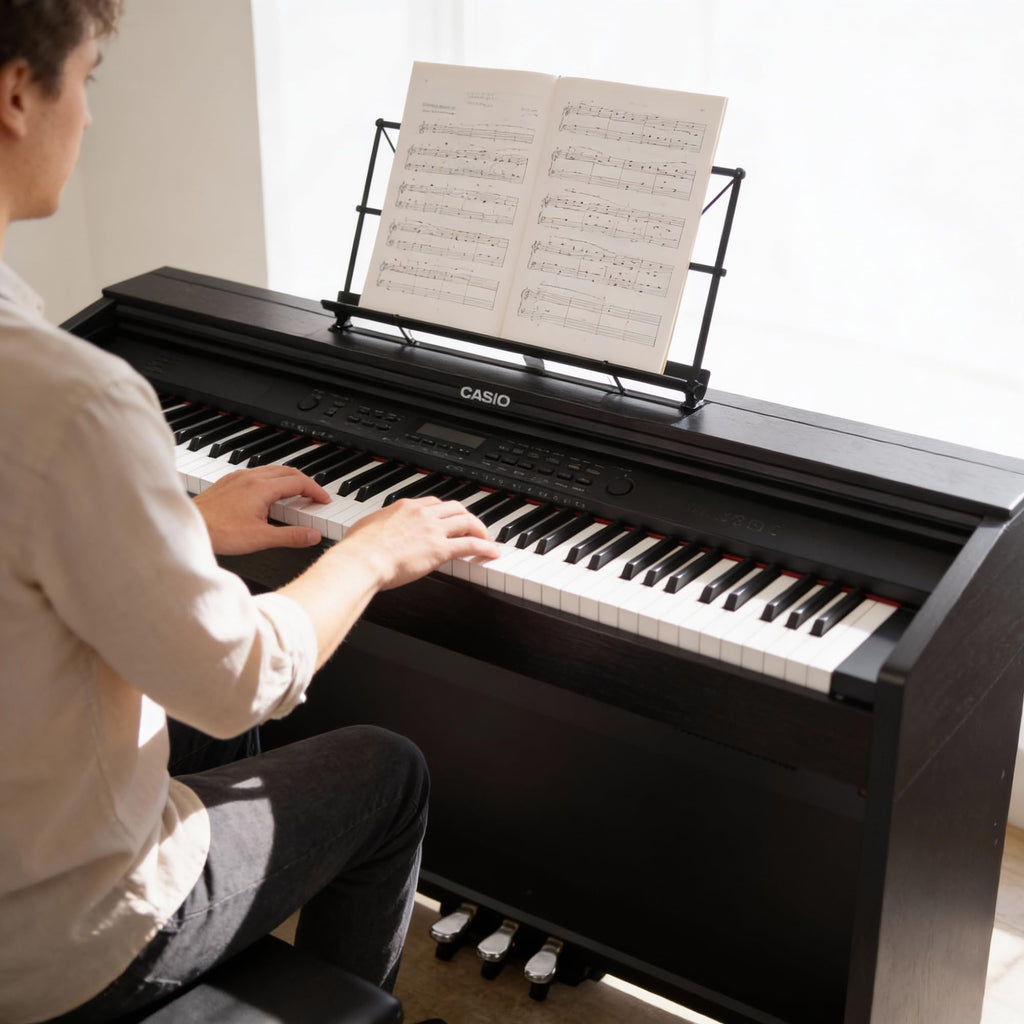 Casio PX-870 Privia Digital Piano - Black Bundle with Furniture Bench, Headphones, Instructional Book, Online Lessons, Instructional DVD, and Austin Bazaar Polishing Cloth