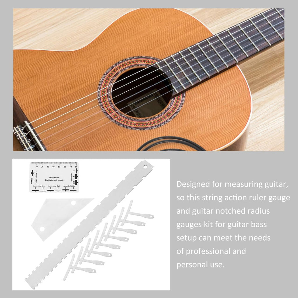 KESYOO 12pcs Precision Guitar Repair Tools Set String Action Gauge Radius Gauge Fret Rocker Suitable for Guitars