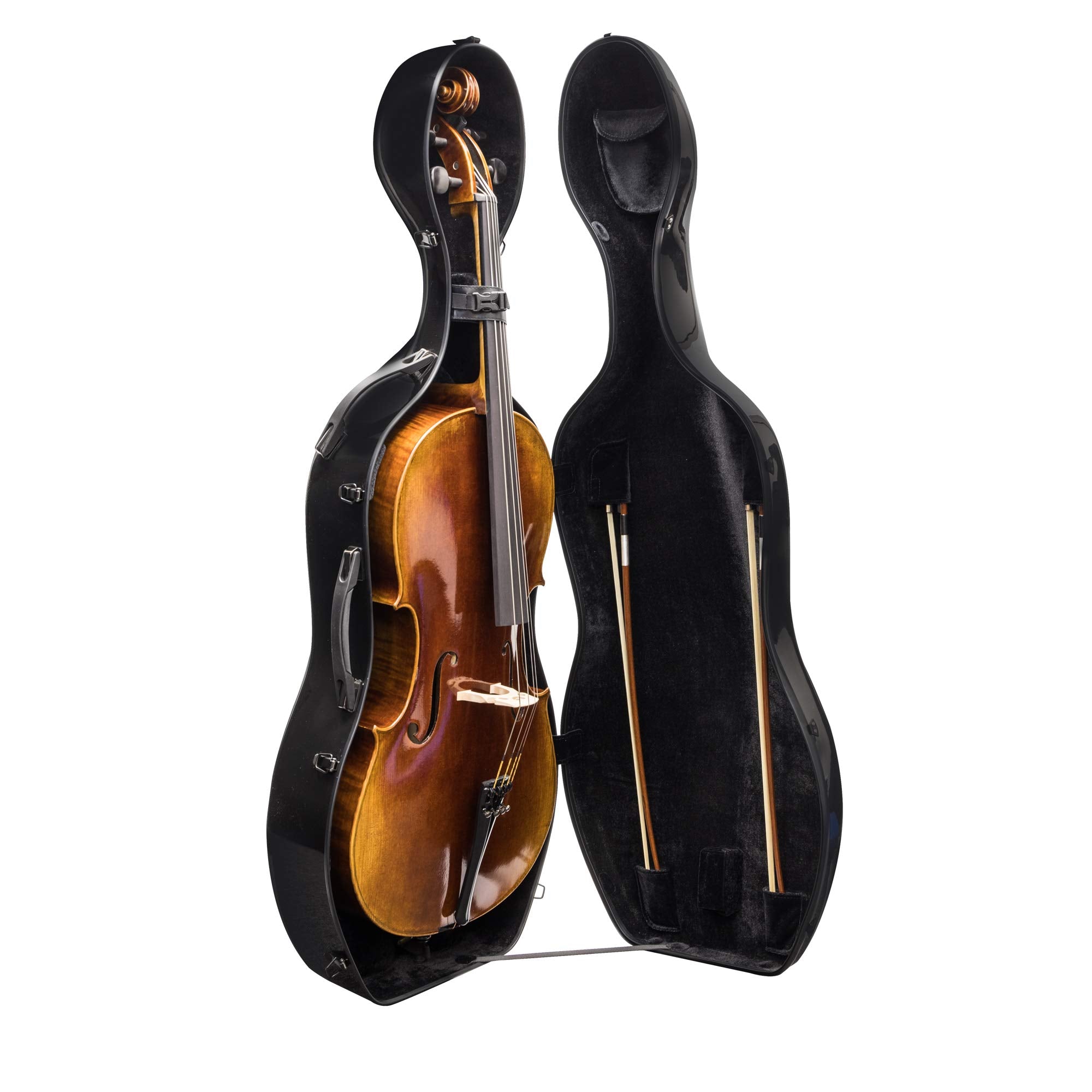 MI&VI CC-9001 Pure 100% Carbon Fiber Cello Case (Full Size) 4/4 with Wheels | Carry Straps | 8lb Lightweight | Tough Shell (3K Blue)