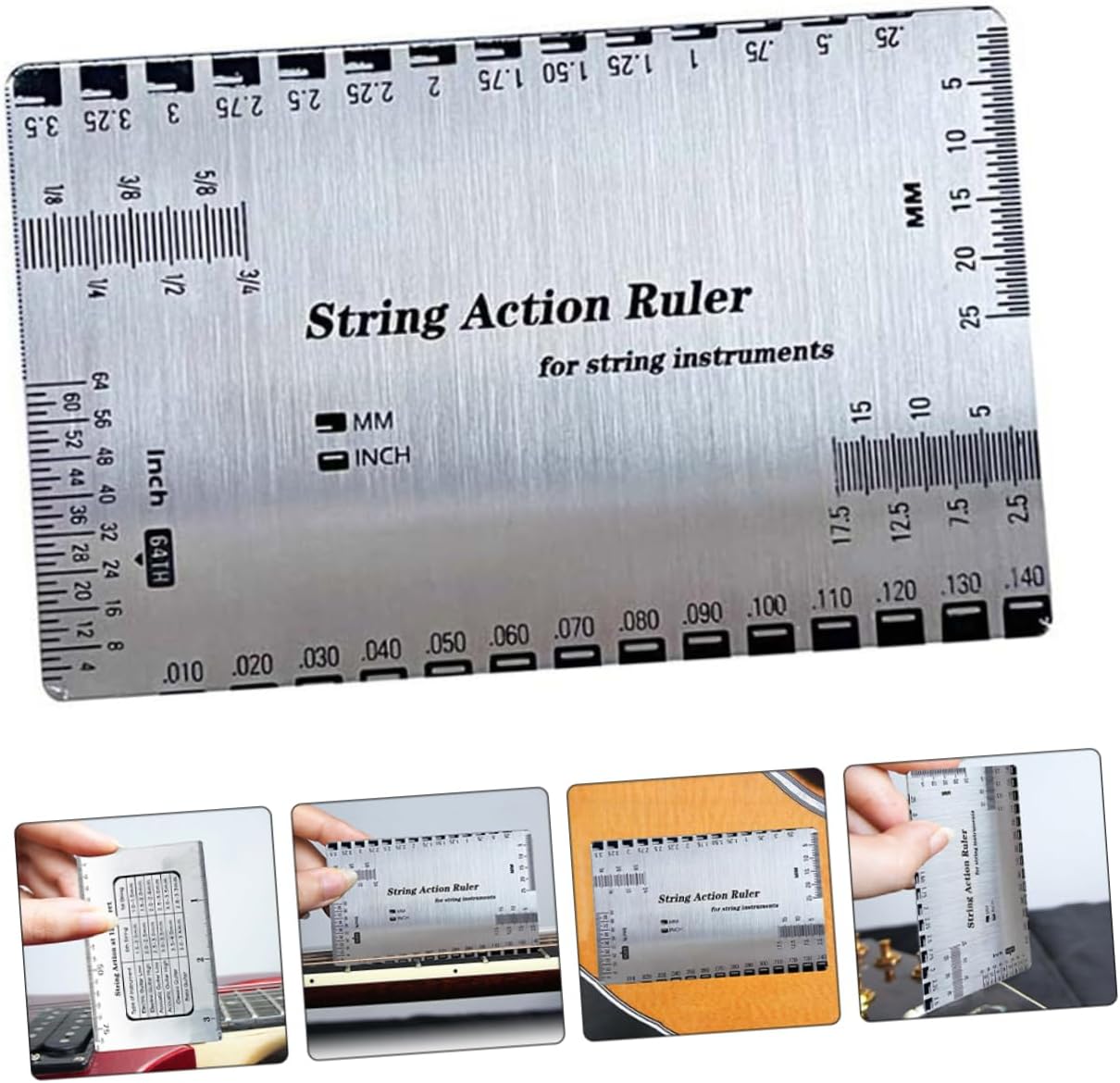 Acoustic Guitar Setup Tool Metric Ruler String Gauge for Luthier Repair