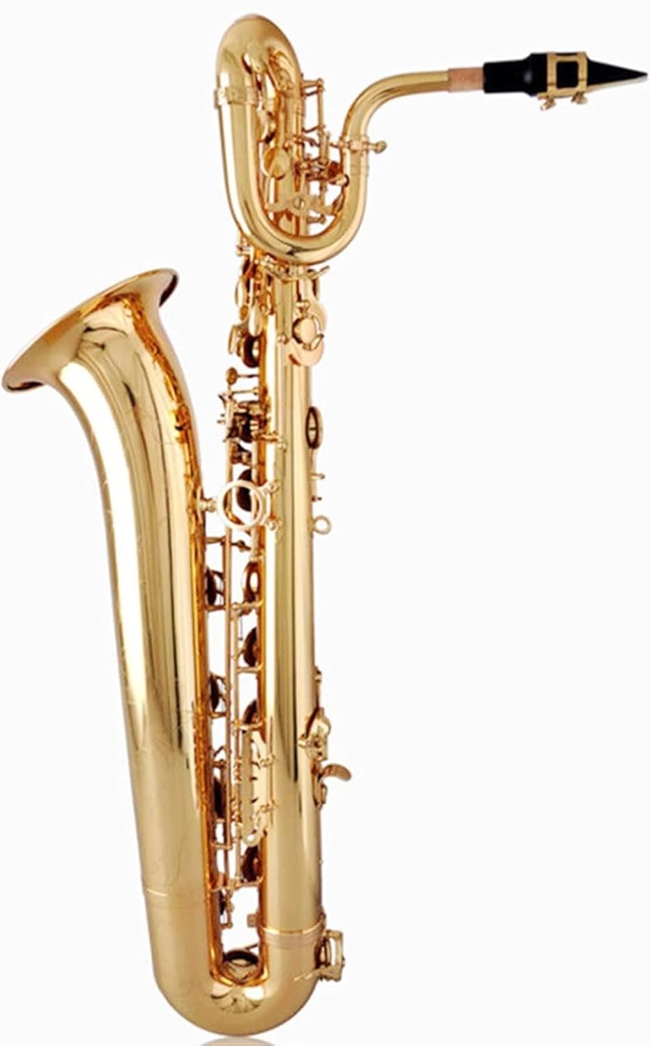 E-Flat Baritone Saxophone Gold Lacquer Brass Body for Beginner Adult Students, Concert Studio School Performance with Case & Mouthpiece