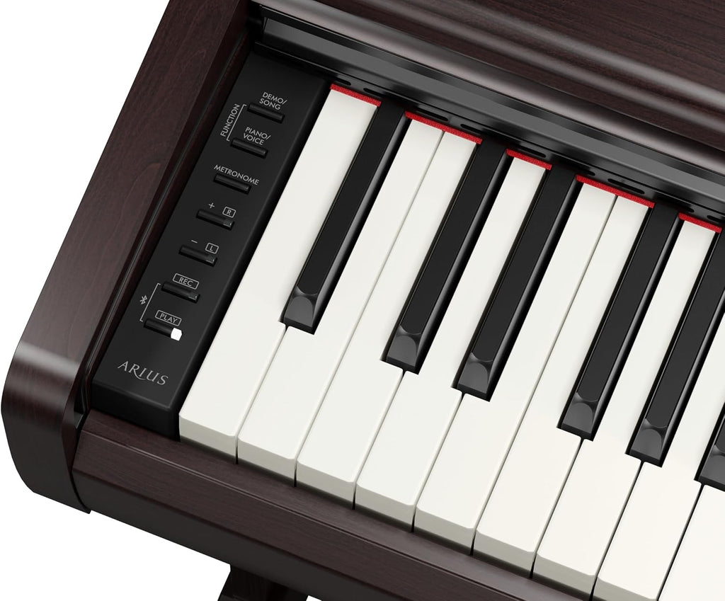 Yamaha Arius Series 88-Key Weighted Digital Piano Keyboard for Beginners, Full Size, Grand Piano Sound, 3-Pedal Unit, Bench Included, Classic Upright Design in Rosewood, YDP146R