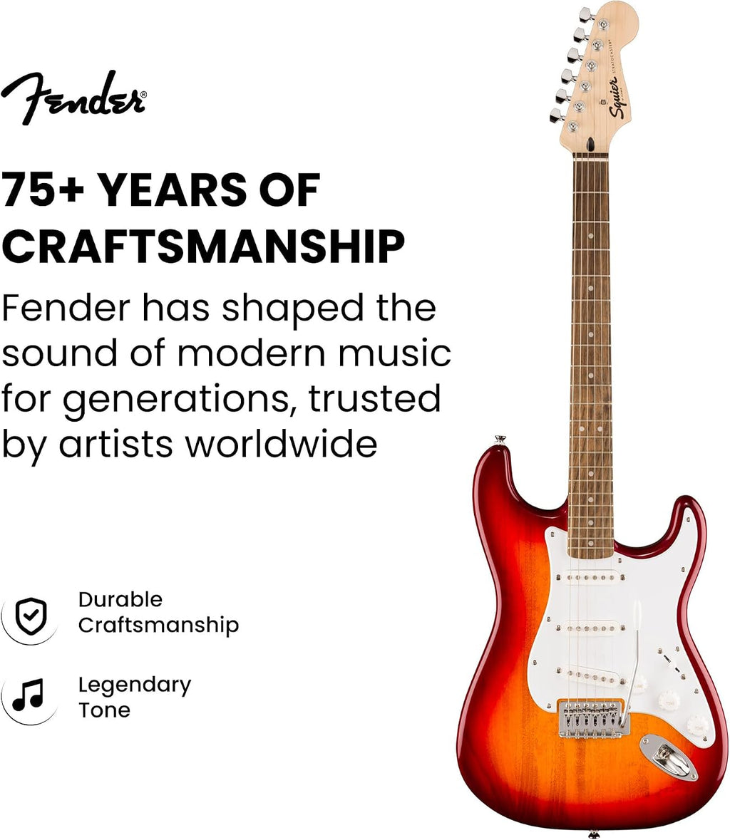 Fender Squier Sonic Stratocaster - Sienna Sunburst Bundle with Frontman 10G Amplifier, Instrument Cable, Tuner, Strap, Picks, and Austin Bazaar Instructional DVD