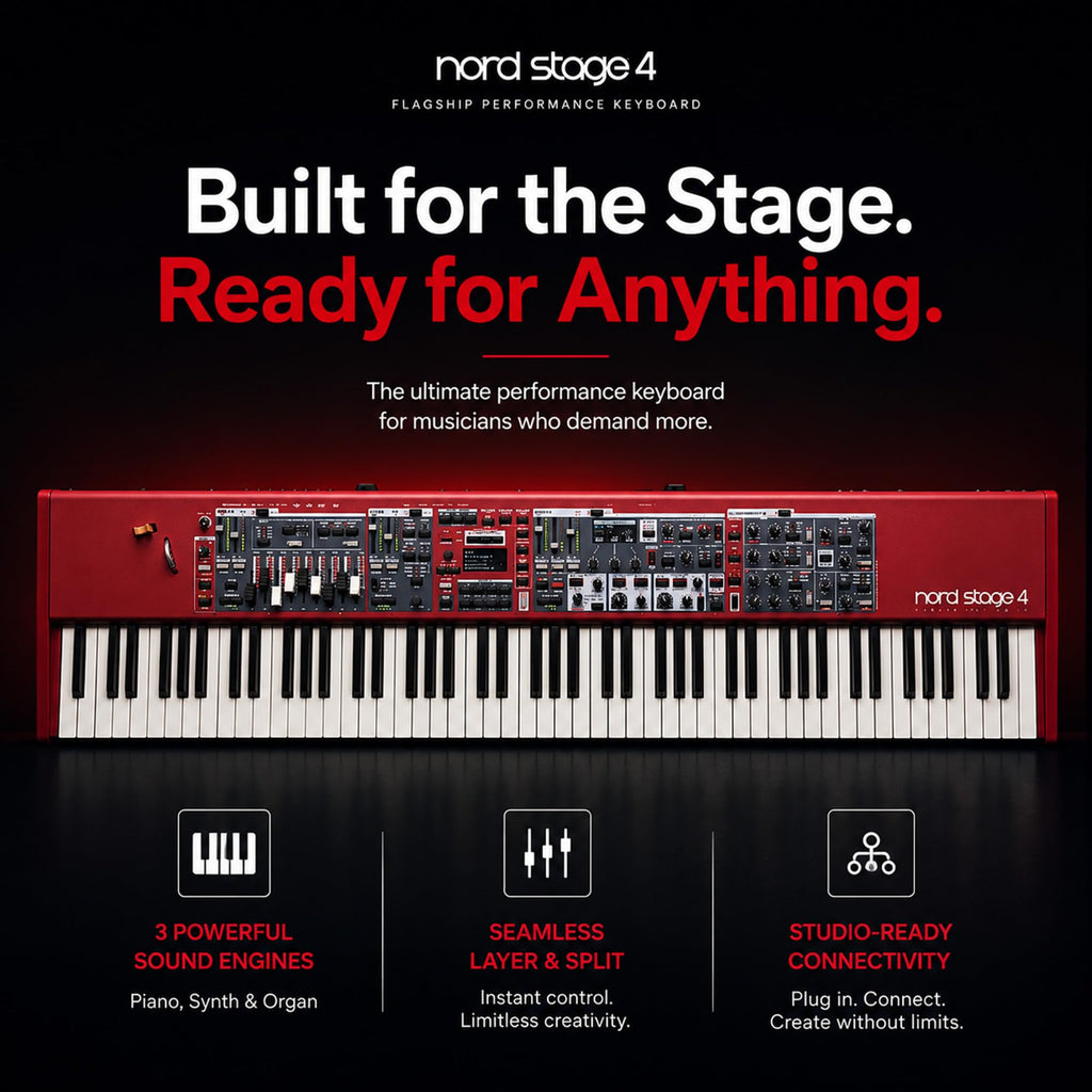 Nord Stage 4 88-Key Digital Piano Bundle with Adjustable Stand, Bench, Sustain Pedal, Headphones, Instrument Cable, and Austin Bazaar Polishing Cloth