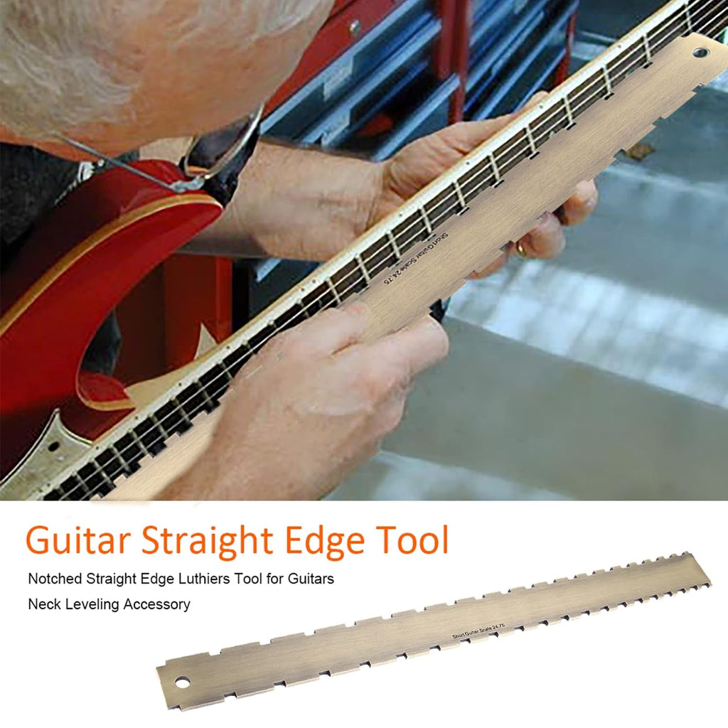 flexman Notched Straight Edge Guitar Luthiers Tool, Dual Scale String Action Ruler Gauge, Fret Rocker String Height Gauge for Guitars Neck Leveling