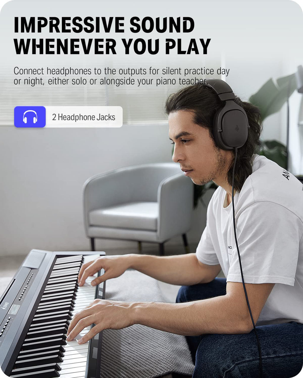 Donner 88 Key Weighted Keyboard, Premium Upright Piano for Beginner to Professional, Full Size Electric Keyboard with Headphone Adapter DDP-400
