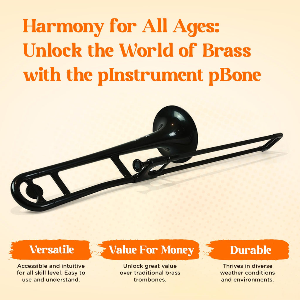 pBone Bb Plastic Trombone - Lightweight pInstruments Design with Ergonomic Grip - Includes Mouthpieces & Carrying Bag - Authentic Bb Sound for Students & Beginners - Durable ABS - Purple