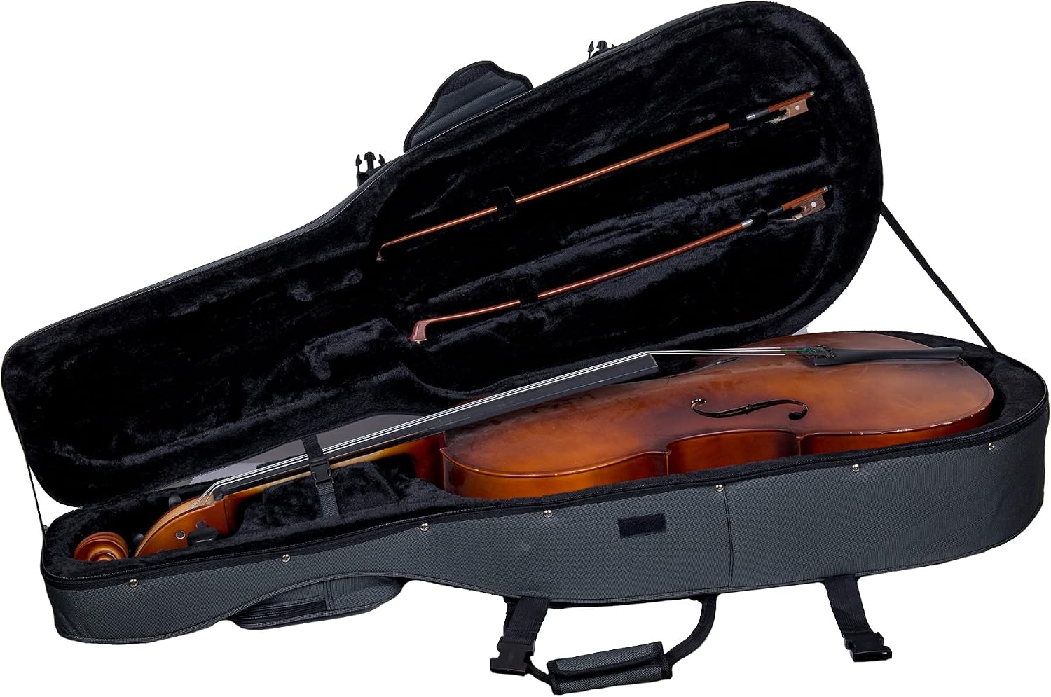 Crossrock Lightweight Cello Case for 4/4 Full Size Cello with Dense Foam in Grey (CRP200CEFGY)