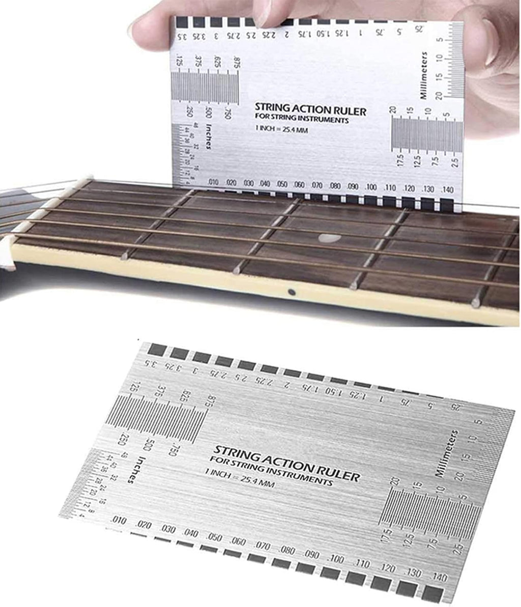 Guitar Tool Set, Including Sander Radius Gauge String Action Ruler Fingerboard Guards, for the Measurement and Adjustment Of Electric Guitar