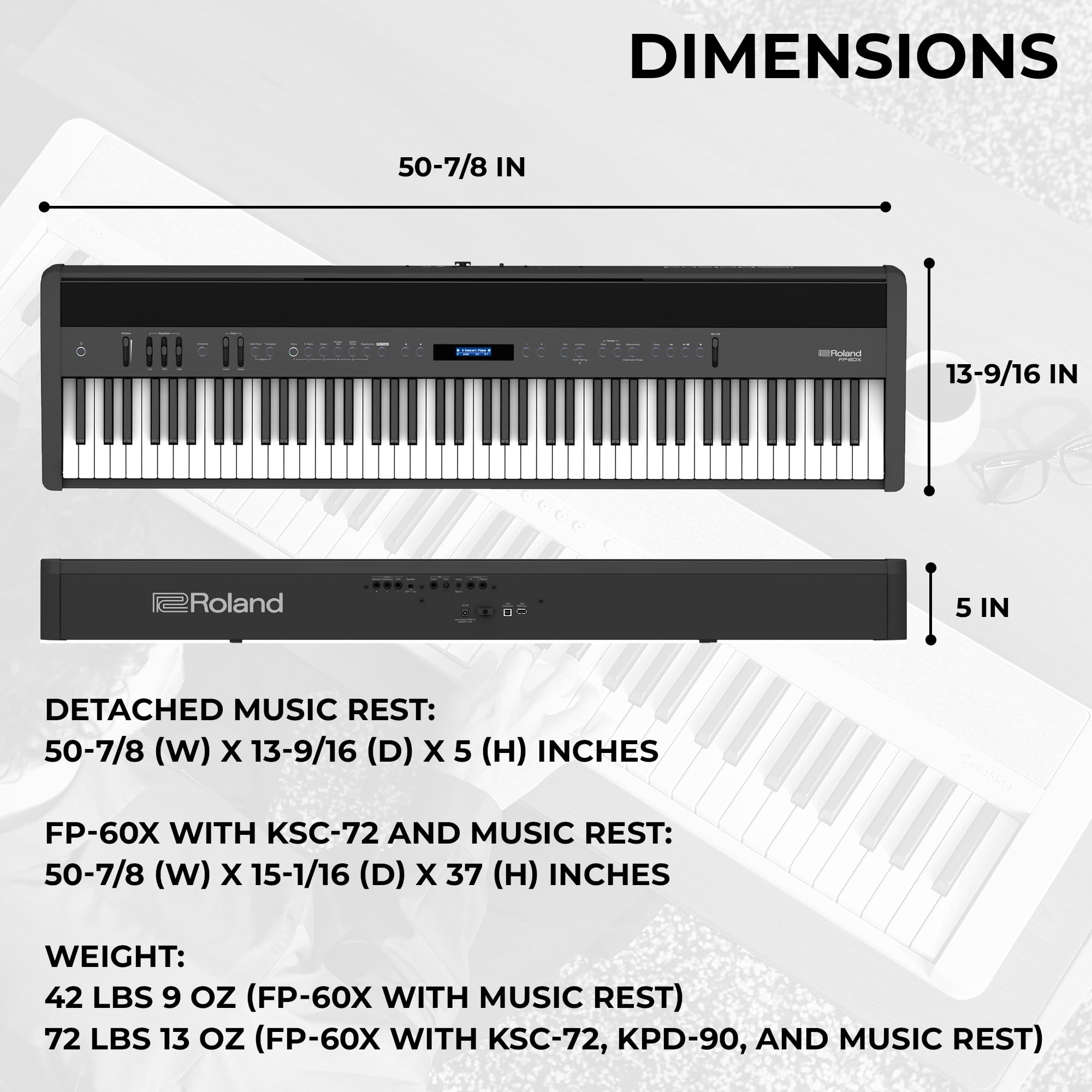 Roland FP-60X 88-Key Digital Piano - White Bundle with Adjustable Stand, Bench, Deluxe Sustain Pedal, Online Piano Lessons, Instructional DVD, and Austin Bazaar Polishing Cloth